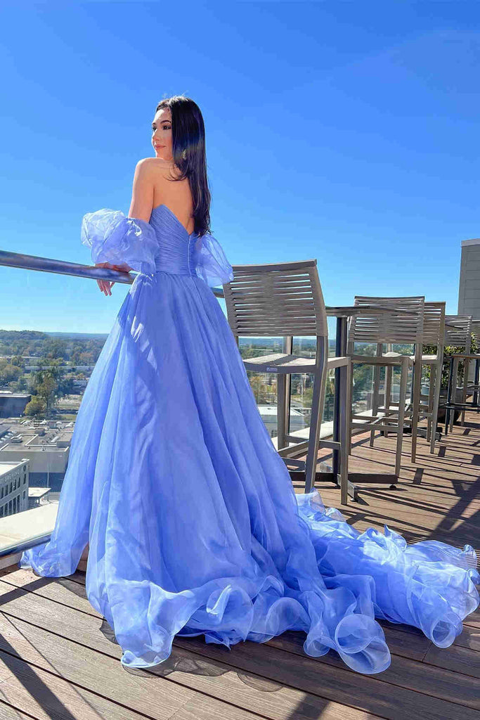 Ethereal Ball Gown Tulle Off-the-shoulder Long Sleeve Formal Dress with  Ruching - June Bridals